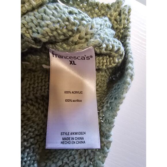 Francesca's Audrey Parks Mint Green Gray Boxy Crochet Cotton Boho Top XL 3834 - Picture 5 of 9